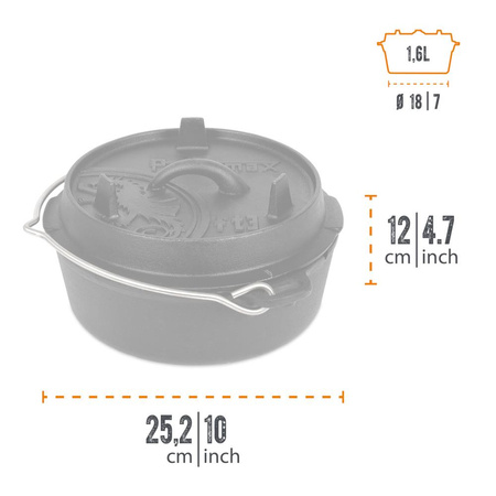 Kociołek żeliwny Petromax Dutch Oven FT3-T - bez nóżek