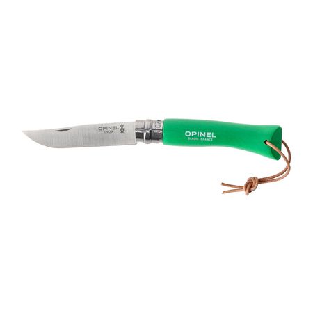 Nóż Opinel Colorama 07 inox grab zielony z rzemieniem