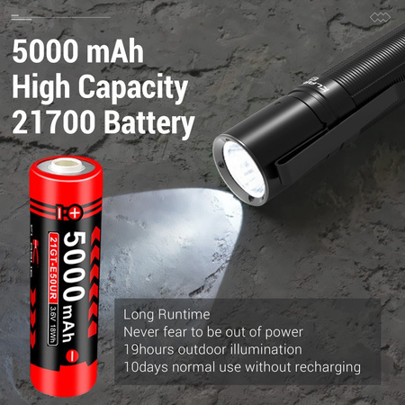 Latarka Klarus 2200lm, 21700 / 5000mAh Deep Carry Pocket Light (E3)