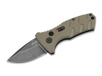 Böker Plus - Nóż automatyczny BHQ Stubby Strike Droppoint OD Green Aluminium, Stonewash D2 (01BO442)