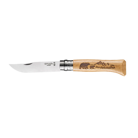Nóż składany Opinel 8 inox dąb seria Animal - niedźwiedź