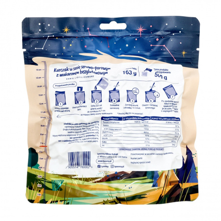 Lyommy - Żywność liofilizowana Kurczak w sosie serowo-porowym z makaronem bezglutenowym 500 g