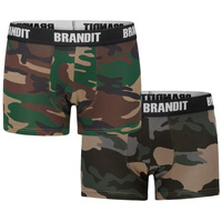 Brandit - Bokserki męskie Logo - dwupak - kamuflaż/ciemny kamuflaż