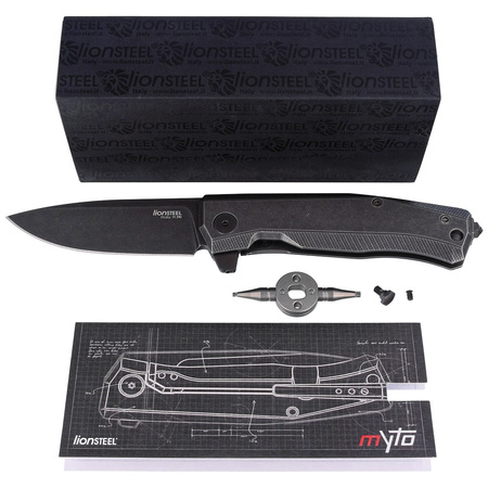 Nóż składany LionSteel Myto Old Black Titanium / Black Blade (MT01B BW)