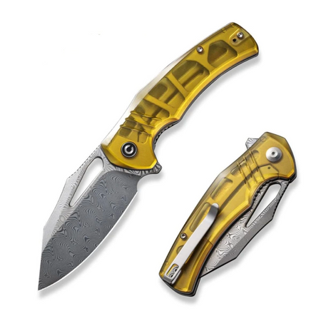 Nóż składany Civivi BullTusk Polished Yellow Ultem, Damascus (C23017-DS1)