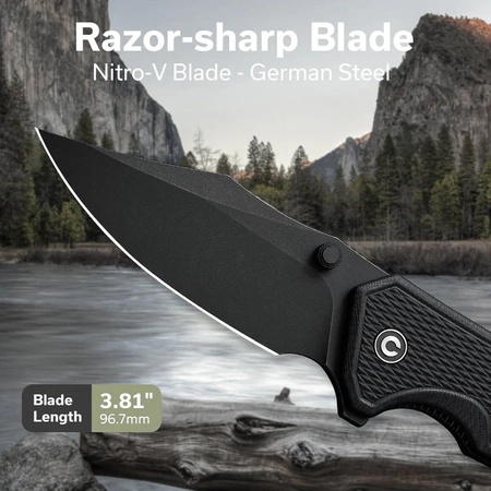 Nóż składany Civivi Vexillum Black G10, Black Stonewashed Nitro-V (C23003D-1)