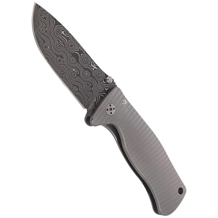 Nóż składany LionSteel SR2 Titanium Grey, RainDrop Damascus Chad Nichols (SR2DR G)