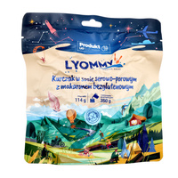 Lyommy - Żywność liofilizowana Kurczak w sosie serowo-porowym z makaronem bezglutenowym 350 g