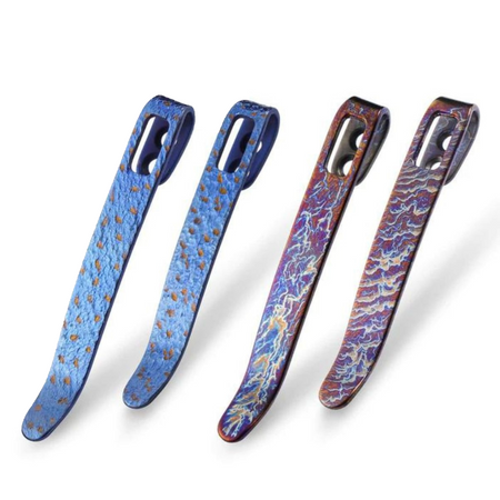 Klips Civivi 4 sztuki 50 mm / 55 mm Flamed Blue / Purple / Golden Titanium, bez śrub (T002C)