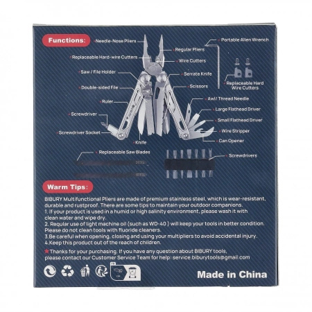 Multitool Bibury Pliers Pro Silver - 19 narzędzi