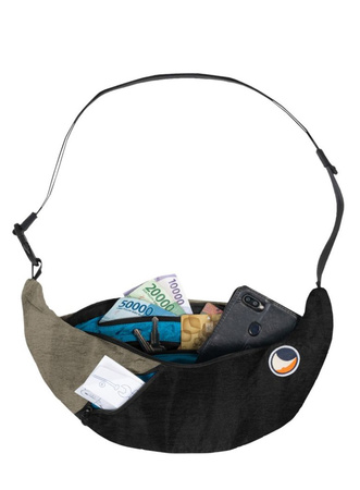 Ticket To The Moon - Torba biodrowa Sling Bag - Black / Beige