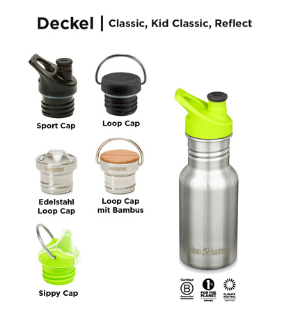 Butelka Kid Klean Kanteen Classic (mit Sport Cap) 355ml Brushed Stainless