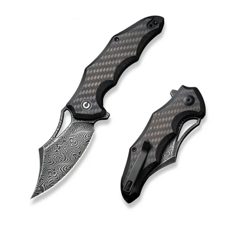 Nóż składany CIVIVI Chiro Carbon Fiiber/Black G10, Damascus (C23046-DS1)