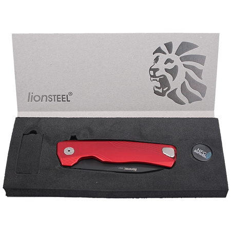 Nóż składany LionSteel ROK Aluminium Red, Black Blade (ROK A RB)