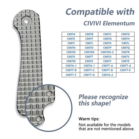 Okładziny na rękojeść noża Civivi Elementum Frag Titanium, Gray Stonewashed (C18062AD-2)