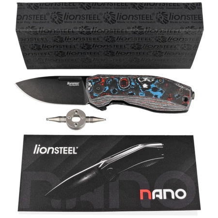 Nóż składany LionSteel Nano  Nebula Fat Carbon, Old Black MagnaCut (NA01 NB)