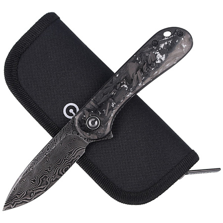 Nóż CIVIVI Elementum Flipper Shredded Carbon Fiber / Silvery Shred, Black Damascus (C907C-DS2)