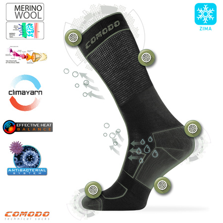Comodo - Skarpety taktyczne TAC5 - 50% Merino - czarne