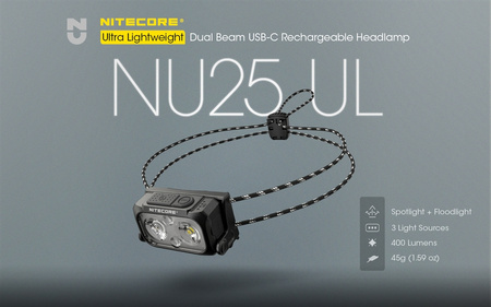 Latarka czołowa Nitecore Ultralight NU25 UL 400 lumenów