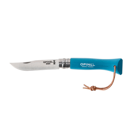 Nóż Opinel Colorama 06 inox grab turkusowy z rzemieniem