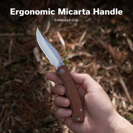 Nóż składany Civivi Clingman Brown Canvas Micarta, Black Stonewashed Nitro-V by Taylor Martin Best Damn EDC (C23065-3)