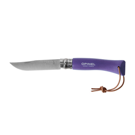 Nóż Opinel Colorama 06 inox grab fioletowy z rzemieniem