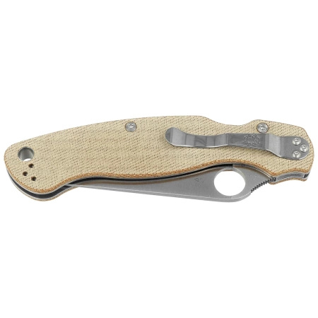 Nóż składany Spyderco Military 2 Brown Canvas Micarta, Satin Cru-Wear by Sal i Eric Glesser (C36MPCW2)