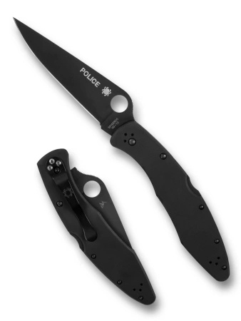Nóż składany Spyderco Police Black TiCN Stainless Steel, Black TiCN VG-10 by Sal Glesser (C07BKP)