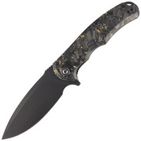 Nóż Civivi Praxis Black/Gold Shredded Carbon Fiber, Black Stonewashed 9Cr18MoV (C803J)