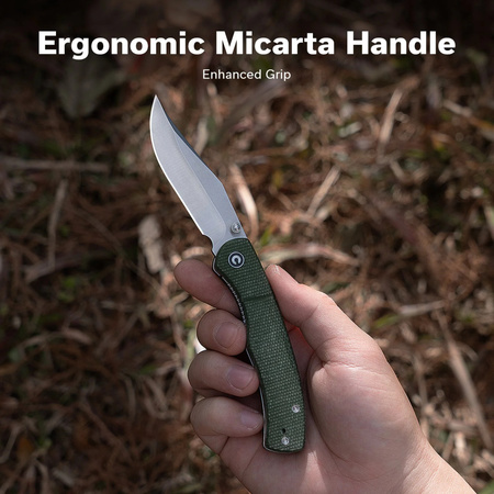 Nóż składany Civivi Clingman Green Canvas Micarta, Black Stonewashed Nitro-V by Taylor Martin Best Damn EDC (C23065-4)