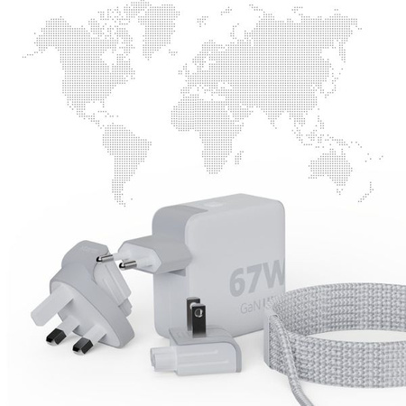 XTORM Ładowarka turystyczna 67W GaN kabel USB-C PD biała (XXVC2067)