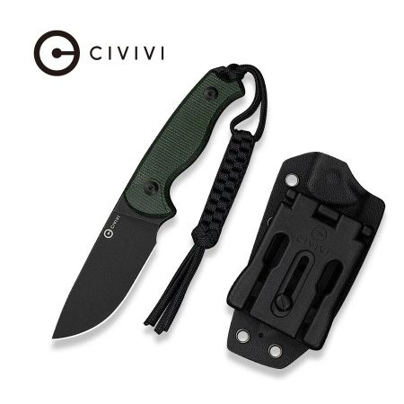 Nóż CIVIVI Timberbark Green Canvas Micarta, Black Stonewashed 14C28N (C23094-3)
