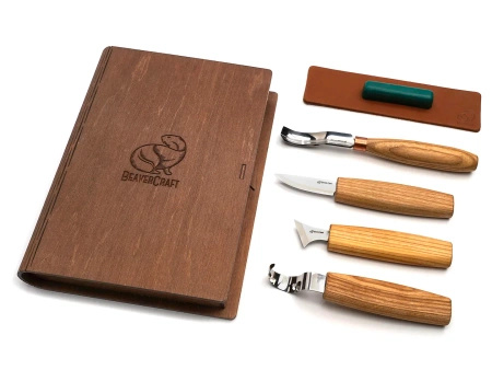 Zestaw noży do rzeźbienia z drewnianym etui - BeaverCraft S19Book