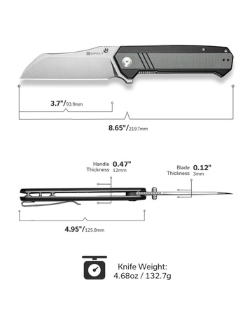 Nóż składany Sencut Draxor Gray/Black G10, Satin 9Cr18MoV (S24035-3)