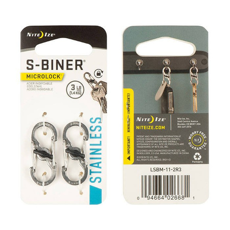 Nite Ize - Karabinek S-Biner MicroLock - Czarny - 2Pack - LSBM-01-2R3