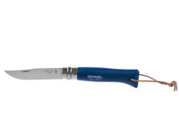 Nóż Opinel Colorama 08 inox grab niebieski z rzemieniem w etui