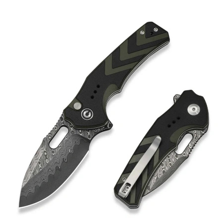 Nóż składany Civivi Vexron Black-Green G10, Damascus (C24066-DS1)
