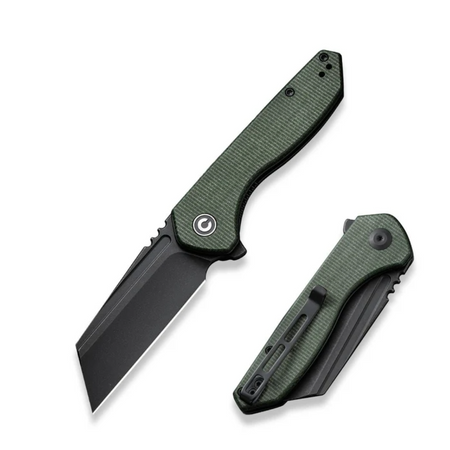 Nóż składany Civivi ExOne Green Canvas Micarta, Black Stonewashed Nitro-V by Brian Brown (C23036-3)