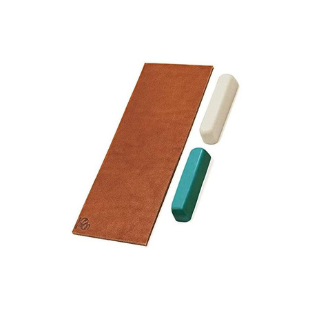 Pas skórzany do polerowania - Strop z pastą polerską zieloną i białą (25g) LS2P11