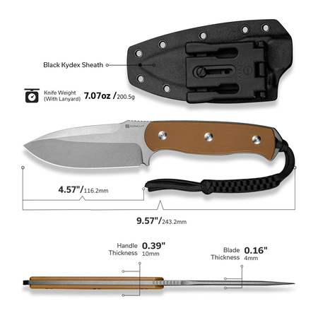 Nóż Sencut Toxodon Brown G10, Stonewashed 9Cr18MoV (S24036-3)