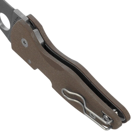 Nóż składany Spyderco Microjimbo Brown G10, Stonewashed CPM 15V by Eric Glesser (C264GPBN15V)
