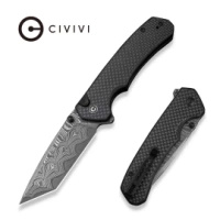 Nóż składany Civivi Brazen Button Lock Twill Carbon Fiber Overlay on Black G10, Damascus (C19059C-DS1)