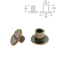 Śruba typu Chicago - 5x5x10 mm - Antyczny mosiądz (10 szt)