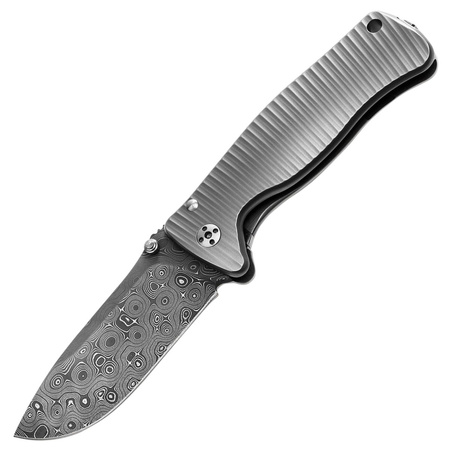 Nóż składany LionSteel SR2 Titanium Grey, RainDrop Damascus Chad Nichols (SR2DR G)