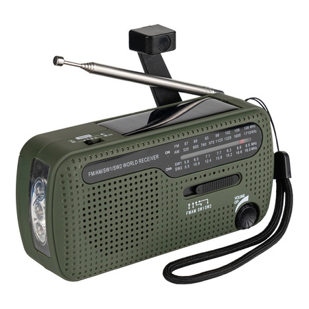 Fosco - Radio survivalowe awaryjne solarne na korbkę SW1/SW2/FM/AM