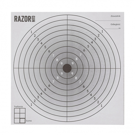 RazorGun - Tarcza strzelecka RGun 14x14 czarny środek - 100 szt