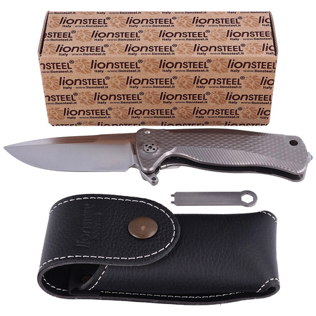 Nóż składany LionSteel Grey Titanium, Satin Sleipner by Molletta (SR22 G)