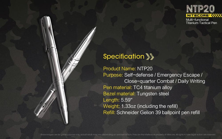 Długopis taktyczny tytanowy Nitecore NTP20