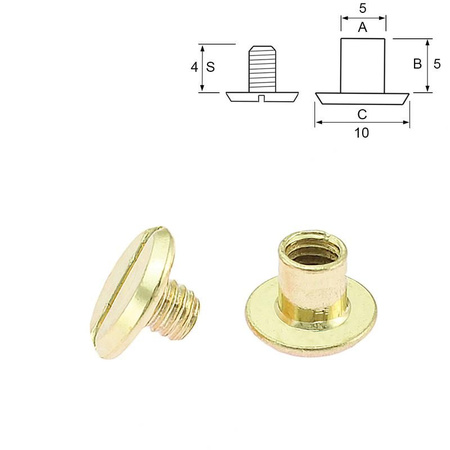 Śruba typu Chicago - 5x5x10 mm - Mosiądz (10 szt)