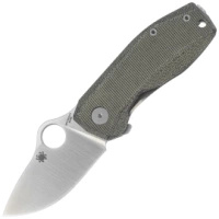 Nóż składany Spyderco SpyNano Green Canvas Micarta / Titanium, Satin M398 (C268MTIP)